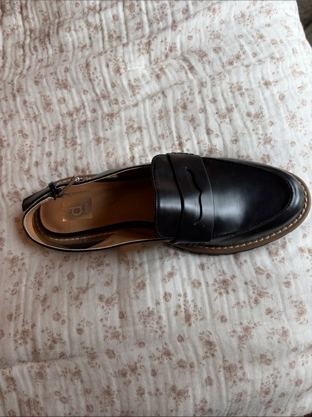 Dolce Vita Black Leather Slingback Lug Sole Sandals